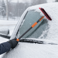 Brosse à neige télescopique avec manche en aluminium, système de verrouillage rapide, tête de raclette en mousse pour toit de voiture, OEM ODM, prêt à la vente au détail