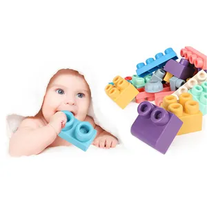 120 Pcs Educacional Crianças DIY Silicone Rubber Baby Teether Jogar Grande Grande Empilhamento Macio Blocos De Construção