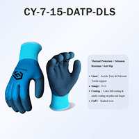 Gants de travail d'hiver thermiques double couche CY avec doublure en tissu éponge acrylique, paume entièrement enduite de latex lisse, imperméable, adhérence optimale, certifiés CE, résistants aux chocs