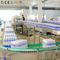 Ligne de production complète d'eau potable industrielle en bouteille, incluant une usine de production et de remplissage d'eau minérale pure par soufflage