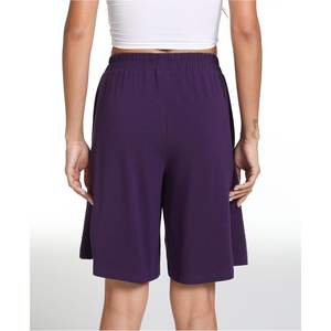 Pantalones Cortos de Pijama de Bambú Personalizados para Mujer, Cintura Elástica con Bolsillos, Pantalones Cortos de Algodón para Dormir, Conjuntos de Pijamas Morados - Product Image 2