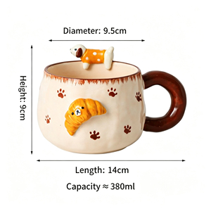 แก้วเซรามิคลายการ์ตูนน่ารัก รูปทรงขนมปัง แก้วกาแฟ แก้วของขวัญสำหรับวันเกิด ชา ลาเต้ - Product Image 6