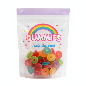 Custom Logo Resealable Zipper Clear Window Stand up Edible Gummy Bear Candy Packaging <b>Bags</b> - Product Image 1