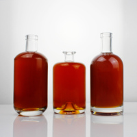 Bouteilles en verre rondes en liège personnalisées pour rhum, whisky, vodka, tequila, spiritueux, 750 ml, luxe, écologiques, sérigraphiées
