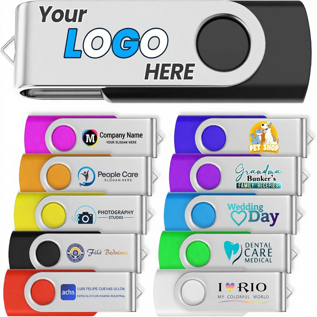 New Custom Personalized 4GB USB 3.0 Flash Drive 10PCS Bulk Promotional Plastic Keychains Printing Your Text/Logo 1-Year Warranty