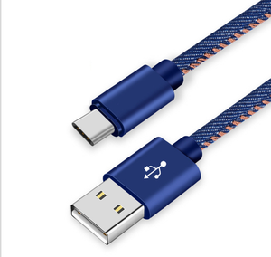 1m Woven Denim Data Synchronous Charging Cable Suitable for Android Cable Aluminum Alloy Single Head Fast Charging Cable - Product Image 3