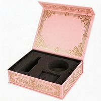 Boîte cadeau magnétique rose mat de luxe, logo personnalisé, emballage d'usine, carton rigide, papier pliable, laminage brillant