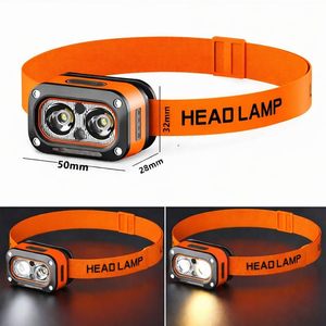 Lampe frontale étanche à LED avec détecteur de mouvement, affichage de puissance, lumière blanche et rouge chaude, rechargeable, pour le camping et la course à pied - Product Image 4