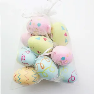 6*4cm 12pcs Hand painted DIY eggs plastic easter eggs