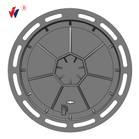 Couvercle de trou d'homme robuste fonte ductile EN124 D400 avec système de verrouillage de charnière joint en caoutchouc anti-vol pour eaux usées couvercle de puits 850x850
