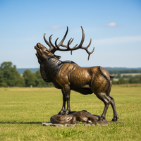 Nouvelle arrivée Bronze jardin animal cerf Sculpture grande debout Bronze Elk Statue
