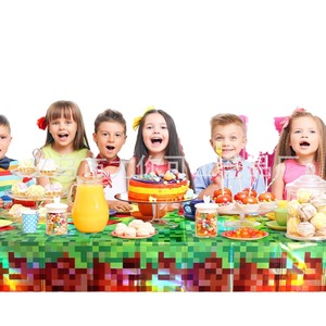 Laser Pixel Minecraft <b>Tablecloth</b> <b>Rectangle</b> Disposable PE Birthday Party Decoration Environment Friendly - Product Image 5