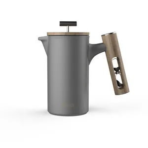 DHPO-2021 best seller ceramic french press/coffee press with hour glass timer wooden handle