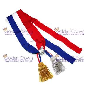 ผ้าพันคอผู้ว่าการเมืองแบบสามสีฝรั่งเศส พร้อมพู่ห้อยเส้นทองและเงิน - น้ำหนักเบา ทนทาน ระบายอากาศได้ดี เหมาะสำหรับใช้งานกลางแจ้งในฤดูใบไม้ผลิ - Product Image 1