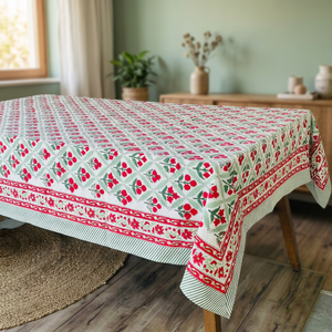 Nappe carrée en coton imprimé floral, faite à la main, écologique, de haute qualité, lavable, pour usage domestique, blanche, rouge, verte - Product Image 2