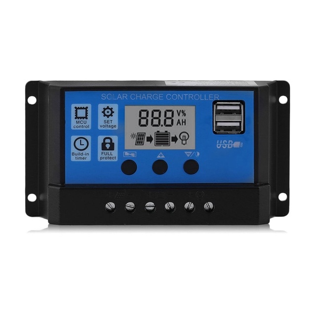 Intelligent 12V 24V USB Solar Charge Controller Panel 10A 20A 30A Battery Regulator Power Supplies Accessory