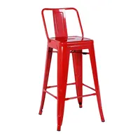 Tolixs Style Steel Low Back Barstool Glossy Red