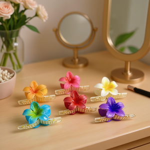 Pinces à cheveux en plastique Angelina Frangipani 12 cm, style doux pour femme, accessoires capillaires de haute qualité pour usage quotidien - Product Image 2