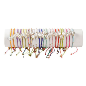 Bracciale con perle irregolari, 24 pezzi, multicolore, con perline, regolabile, gioiello da donna, idea regalo - Product Image 1