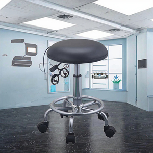 Silla <span class=keywords><strong>de</strong></span> Cuero Negra Industrial Moderna ESD, Antiestática <span class=keywords><strong>de</strong></span> PVC OMD YZ-01, Ajustable en Altura, para Uso Comercial, Laboratorio y Comedor - Product Image 6