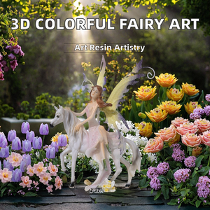 Xindian - Decoración de Jardín de Hadas con Alas Coloridas en 3D de 7.4 Pulgadas, Adorno Artístico Pintado de Resina para Patio, Césped, Porche, Regalos de Primavera - Product Image 2