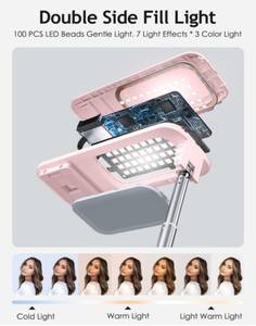 Soporte para Celular Portátil para Tiktok y Youtube, Compatible con Teléfonos de 3.5-6.1 Pulgadas, Soporte para Teléfono con Montaje Superior - Product Image 2