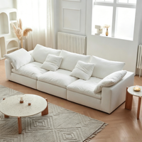 Ensemble de canapés modulaires sectionnels - Revêtement en chenille inclinable - Rembourrage en éponge - Design minimaliste - Cadre en bois massif pour salon
