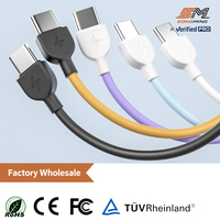 Câble USB-C vers USB-C portable OEM en gros avec cordon court, charge rapide PD 60W, pour ordinateur iOS et écouteurs, avec conducteur en cuivre pur