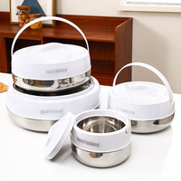 Ensemble de 4 casseroles grande capacité en acier inoxydable noir, chauffe-plats double couche, ensemble de marmites, boîte à lunch en plastique, récipient alimentaire