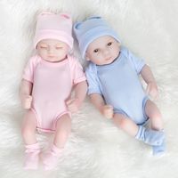 Öffnende Augen, geschlossene Augen, Zwillings-Babypuppen, 25 cm, realistische, lebensechte Reborn-Jungenpuppe, Begleiter-Spielset für Kinder