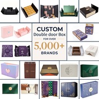 Boîte cadeau magnétique de luxe personnalisée avec insert en EVA, 6 pots, boîte d'emballage rigide en papier vert à double porte pour produits de beauté et de santé