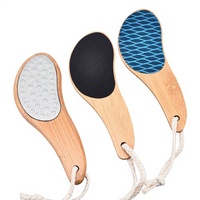 Lime à pieds en bambou de haute qualité, double face, en acier inoxydable, portable, pour éliminer les peaux mortes et les callosités, outil de pédicure