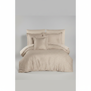 Varol Lyosel Jacquard Duvet Cover <b>Set</b> Double Size-Cappuccino Lienzo 6 Piece <b>Set</b> Bedroom Hotel Wedding <b>Striped</b> Polyester Fabric" - Product Image 2