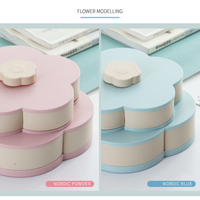 Boîte de rangement rotative créative à double couche Boîte à bonbons en plastique avec motifs floraux Panier à fruits Organisateur de décoration de mariage