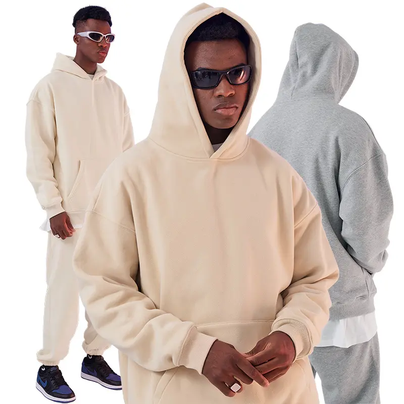Hoodie katun ukuran Logo kustom hoodie kualitas tinggi longgar pas untuk pria wanita trendi hoodie uniseks