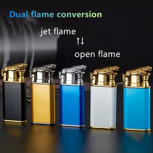 Nouveau briquet créatif <span class=keywords><strong>Dragon</strong></span> à double flamme, jet de flamme, conversion à feu ouvert, briquet gonflable coupe-vent, cadeau original pour homme - Product Image 4