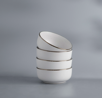 LOMATO Ensemble de vaisselle en grès blanc premium style nordique avec bord doré et pois, assiettes et bols écologiques