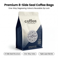 Sachets Mylar à fond plat personnalisés imprimés, à valve et fermeture éclair, en aluminium, pour grains de café, 3kg, 5kg, 10kg, 15kg – Vente chaude