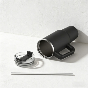 40oz H1.0 acqua sottovuoto bicchiere bicchiere a doppia parete isolato boccale di birra con il manico paglia in acciaio inox scatola bianca moderna - Product Image 6