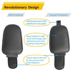 Soporte Magnético para Gafas <span class=keywords><strong>de</strong></span> Sol para Visera <span class=keywords><strong>de</strong></span> Coche, Clip <span class=keywords><strong>de</strong></span> Cuero/Tela Elástica para Gafas, Ranura para Boletos/Tarjetas, Accesorio Interior para Auto, Negro Universal - Product Image 2