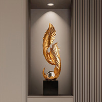 TONFO Nouveaux niches d'entrée en résine de style chinois en forme de plume, décorations pour armoire à vin et étagère à vent et à eau, pour salon et cadeau de pendaison de crémaillère
