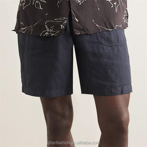 Pantaloncini <span class=keywords><strong>da</strong></span> uomo personalizzati in lino <span class=keywords><strong>Bermuda</strong></span> traspirante a vita media stile Casual a gamba dritta con coulisse interna al ginocchio in tinta unita - Product Image 5