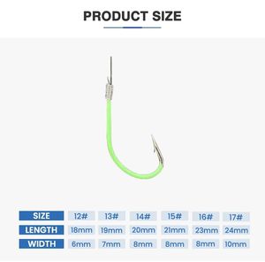 15-30 pièces/sac 12 #-28 # phosphorescent <span class=keywords><strong>fer</strong></span> aider jigbait crochet bateau pêche barbe nuit crochet - Product Image 3