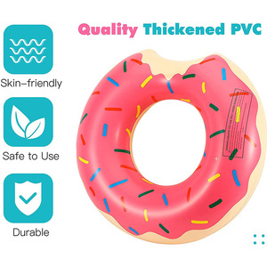 Donut-Shaped Inflatable Swimming Ring For Children 60-90 Cm Round Float With Colorful Sprinkles Design Water Toy - Product Image 5