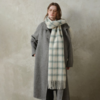 Écharpe en laine à carreaux vintage pour femme, châle d'hiver épais et confortable avec une élégante bordure à pompons