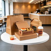 Boîte à hamburger et frites en carton ondulé, personnalisable avec logo imprimé, écologique, biodégradable, qualité alimentaire rapide
