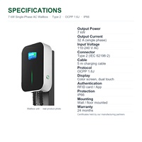 HUANLIANDA Nouvelle station de recharge murale pour véhicules électriques monophasée 7 kW Type 2 Chargeur AC 32A OCPP 1.6J Gestion intelligente pour l'Europe