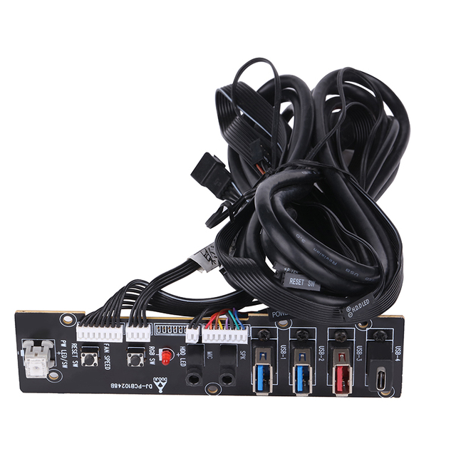 PC Front Panel USB 3.0 Type-C HD Audio Adapter with Power Reset Switch LED Fan Speed Control Cable