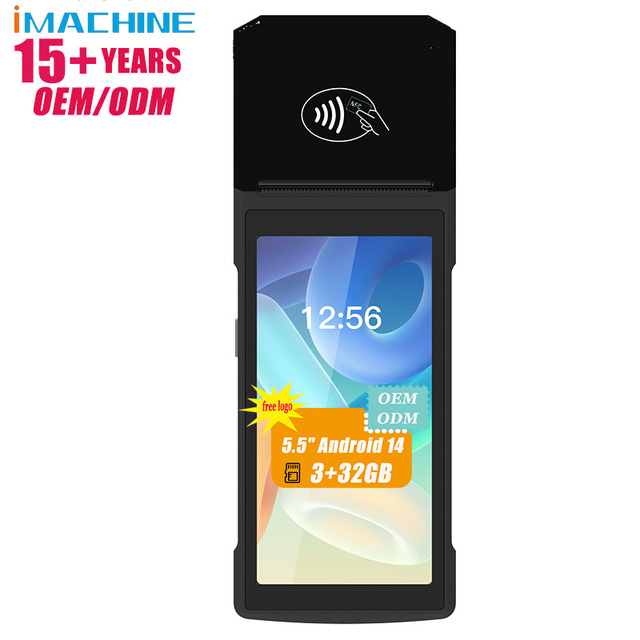 Android 14.0 4G/WiFi Bluetooth Handheld POS Terminal Machine with 5.5" Touch Screen NFC USB Connectivity 58mm Thermal Printer