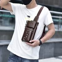 Sac de poitrine/taille/épaule en cuir PU imperméable avec logo personnalisé Sinmelon, forme oreiller, pour homme, loisirs en plein air, grande capacité